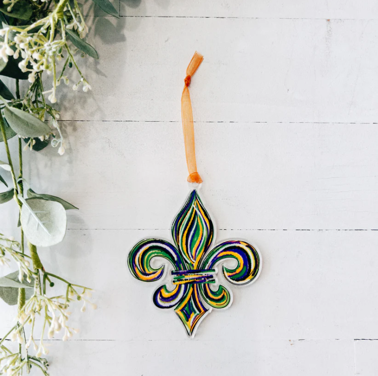 Mardi Gras Fleur De Lis Acrylic Ornament