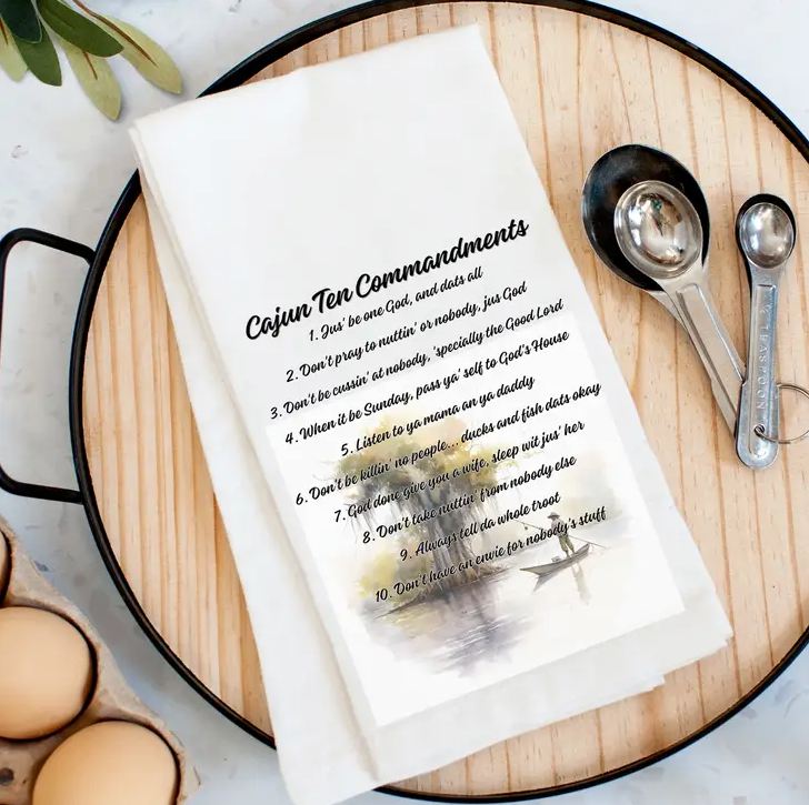 Cajun Ten Commandments Kitchen Towel
