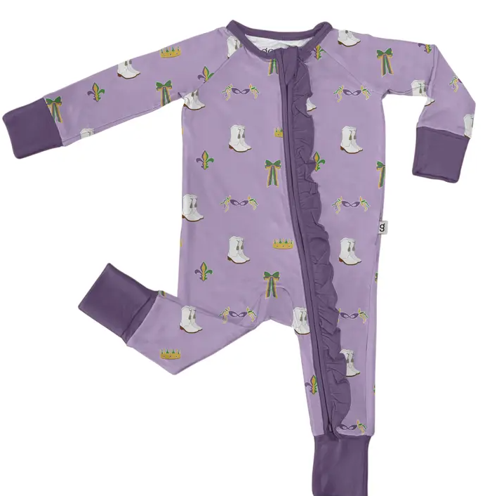 Mardi Gras Boots Zip Pajamas