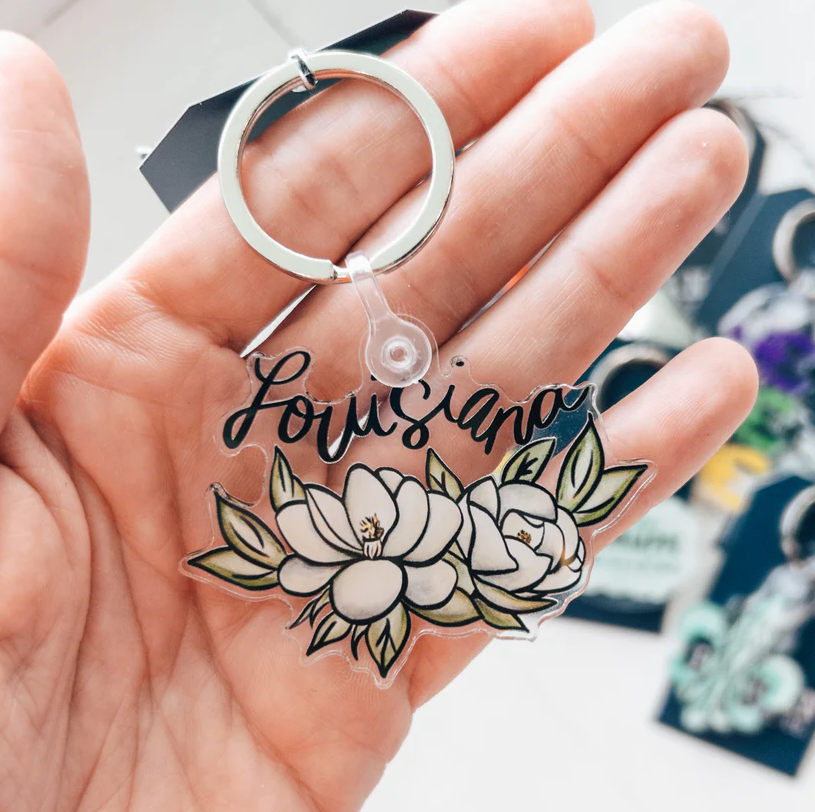 Louisiana Magnolia Keychain