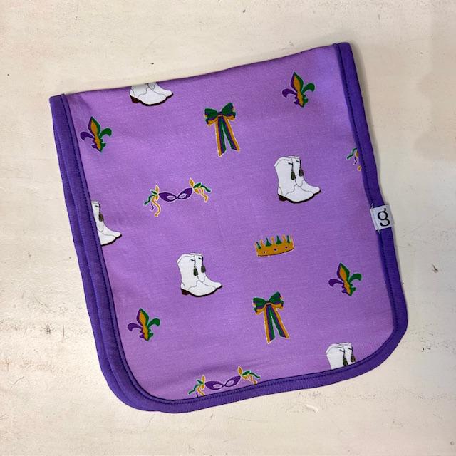 Burp Cloth, Mardi Gras Boots