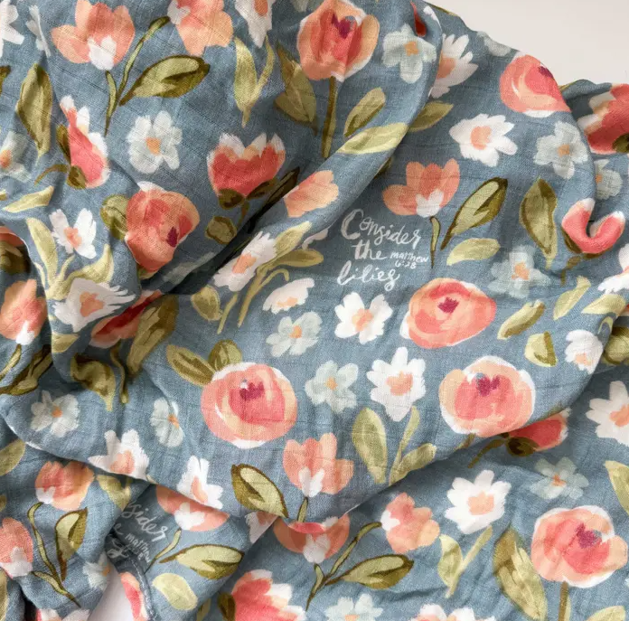 Consider the Lilies Muslin Blanket Swaddle