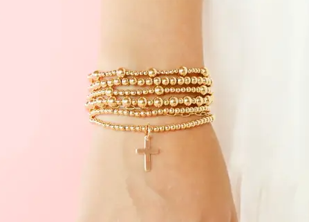Cross Gold Charm Bracelet