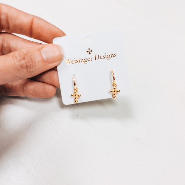 Cross Huggie Earrings