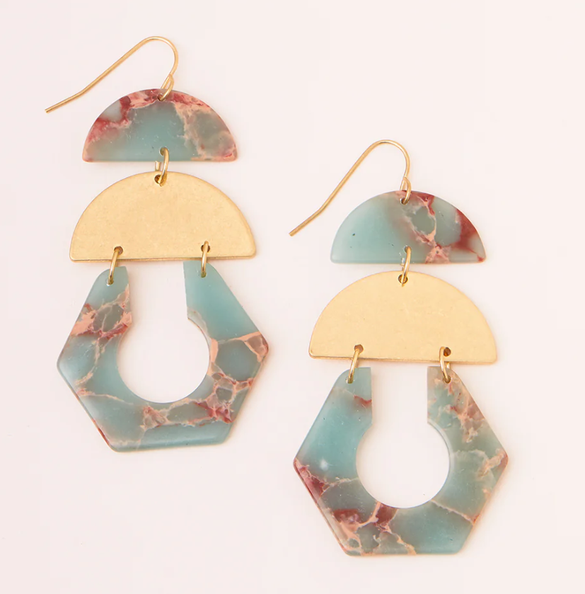 Stone Cutout Earring - Aqua Terra/Gold