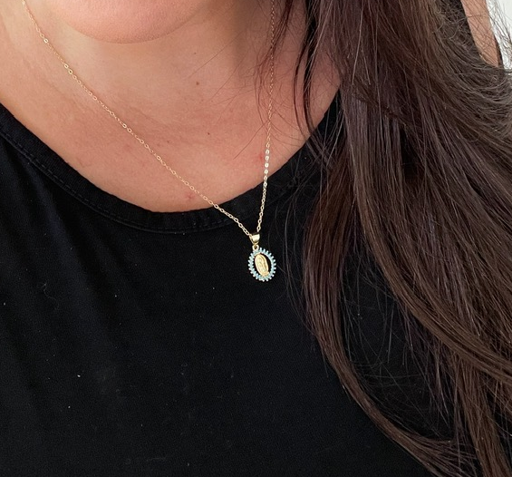 Crystal Virgin Mary Necklace