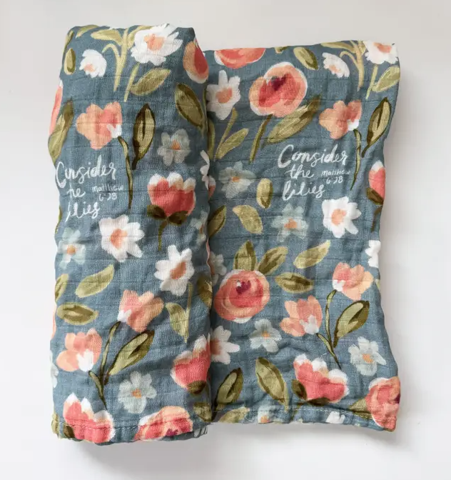 Consider the Lilies Muslin Blanket Swaddle