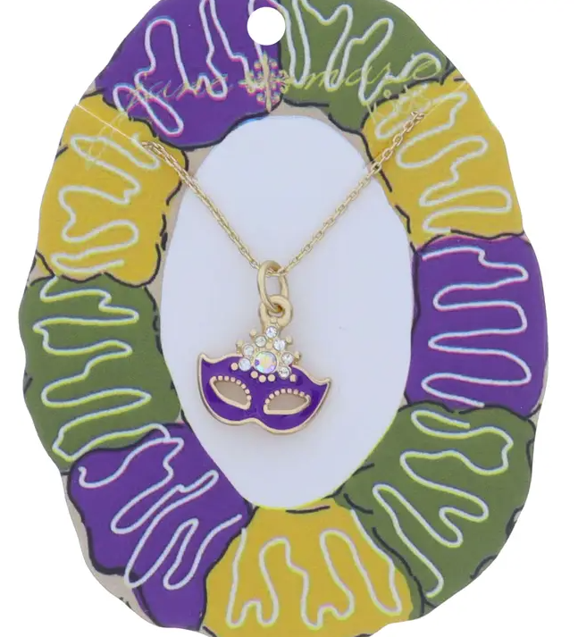 Purple Mask w/Multi Crystal Accents Necklace