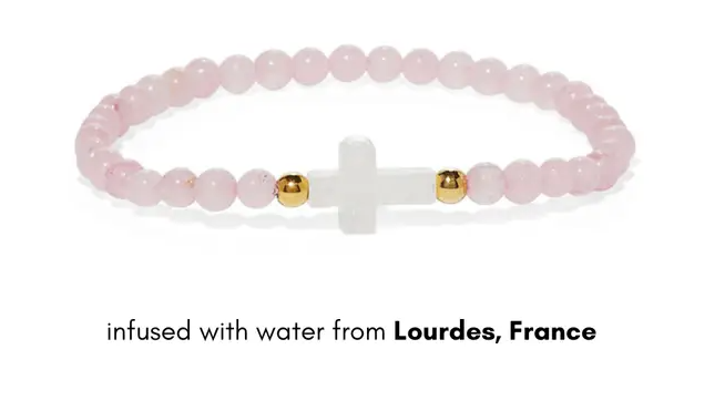 Holy Water Rose Quartz Cross Bracelet