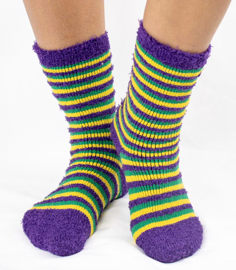 Stripe Snuggle Socks -- Mardi Gras