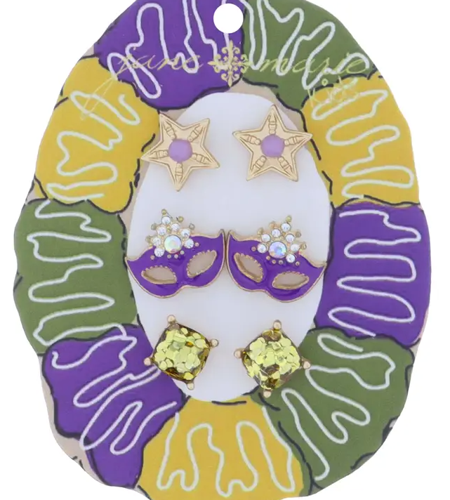 Mardi Gras Stud Earrings