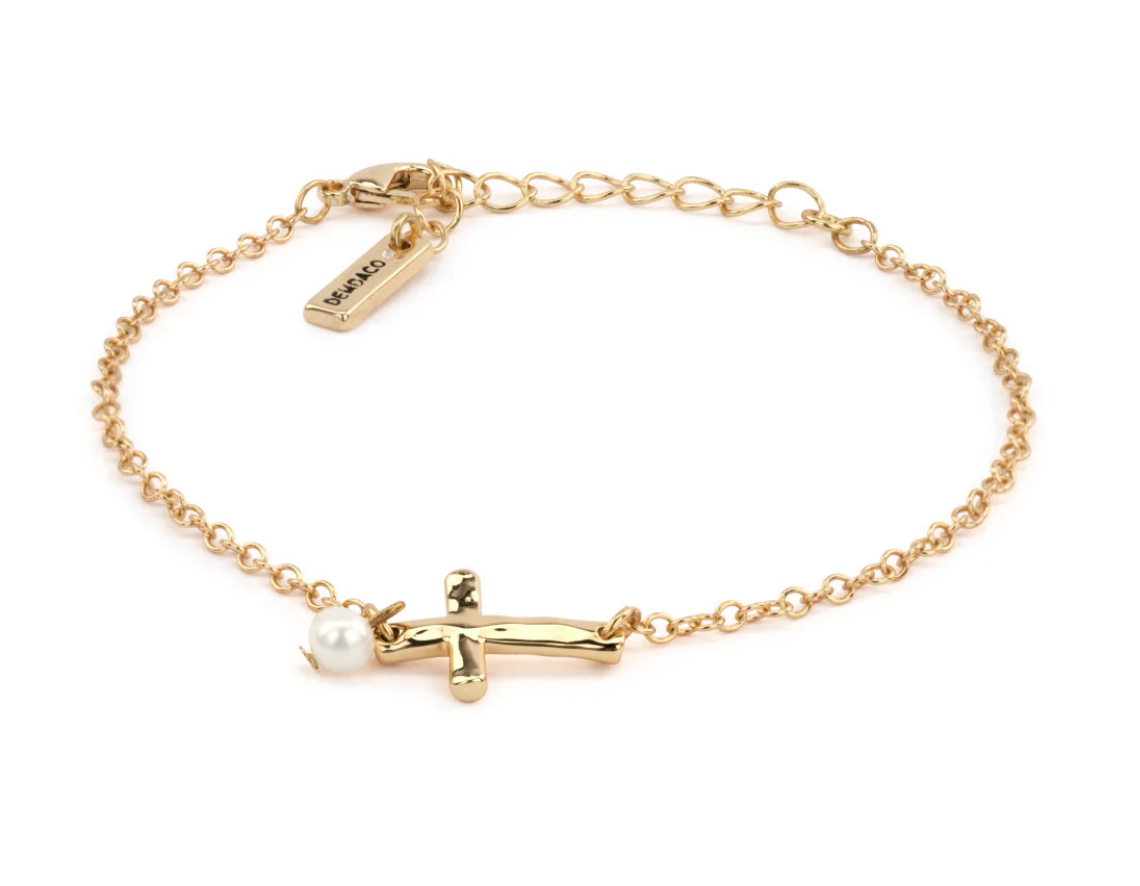 Dainty Cross Bracelet, Gold