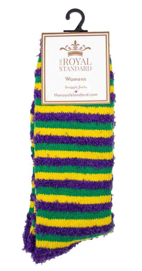 Stripe Snuggle Socks -- Mardi Gras