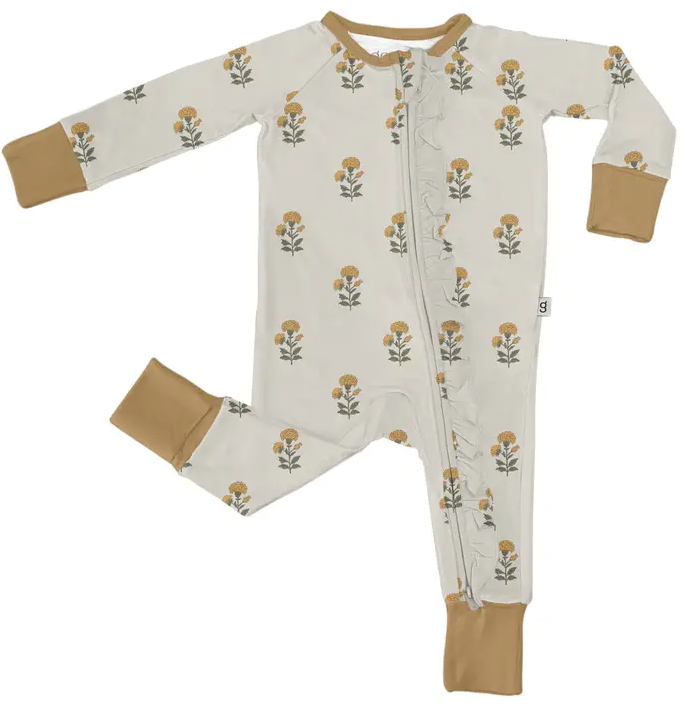Goosies Romper, Marigold Block Print