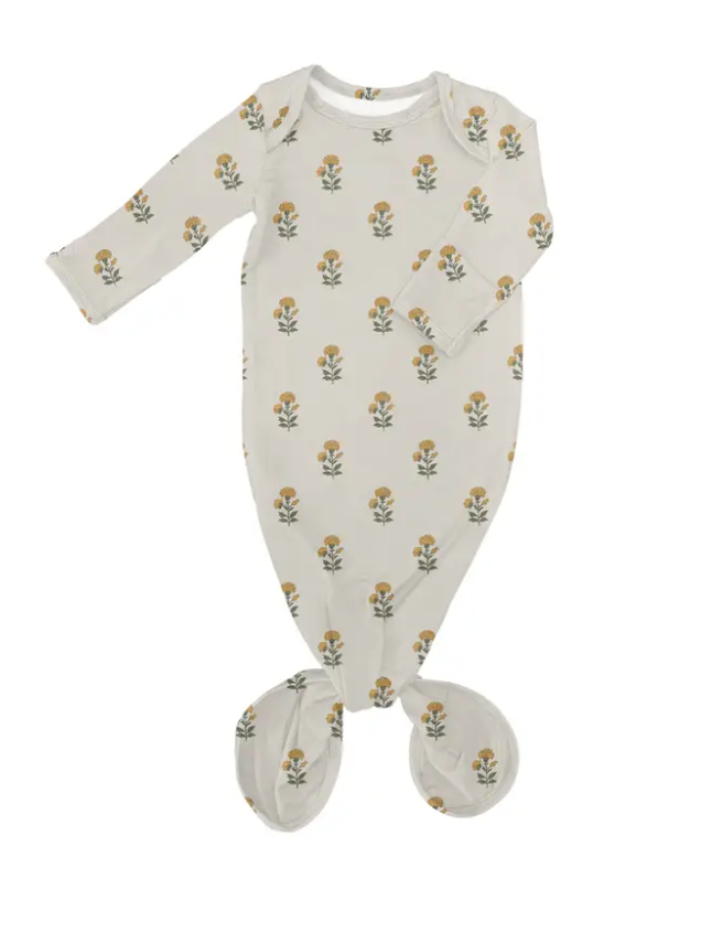 Goosies Knotted Gown, Marigold Block Print