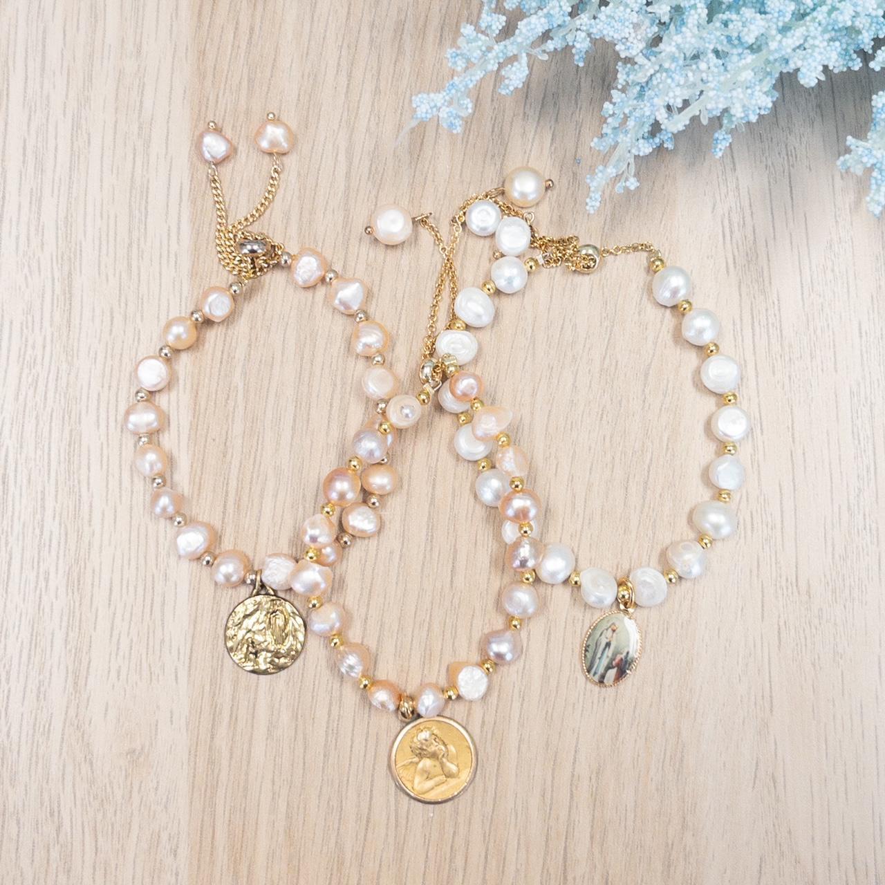 Antique Medal Pearl Slider Bracelet