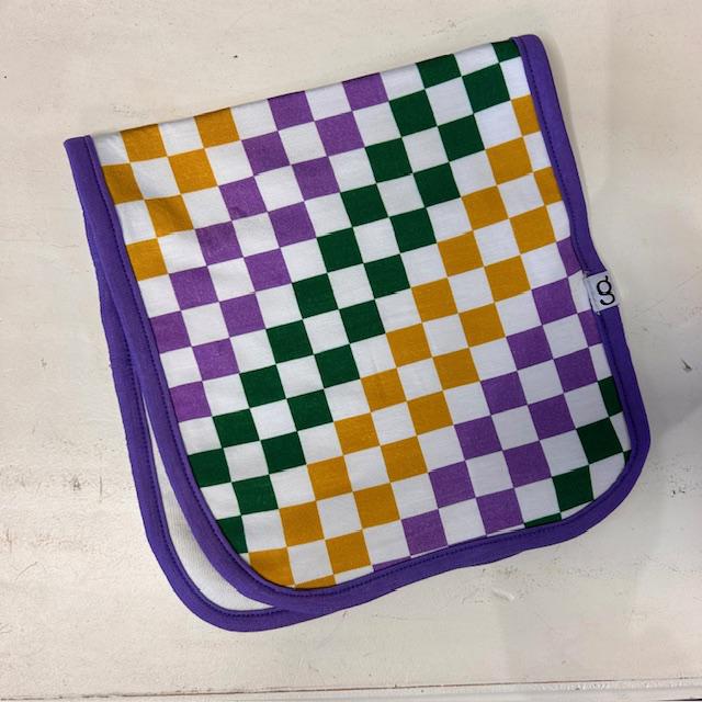 Burp Cloth, Mardi Gras Checkers