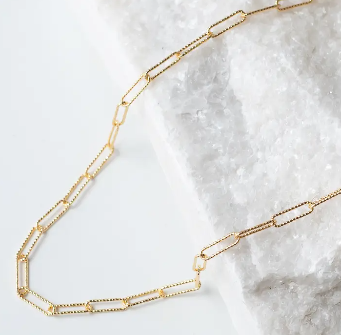 Gilded Chain Necklace-Textured Paper Clip