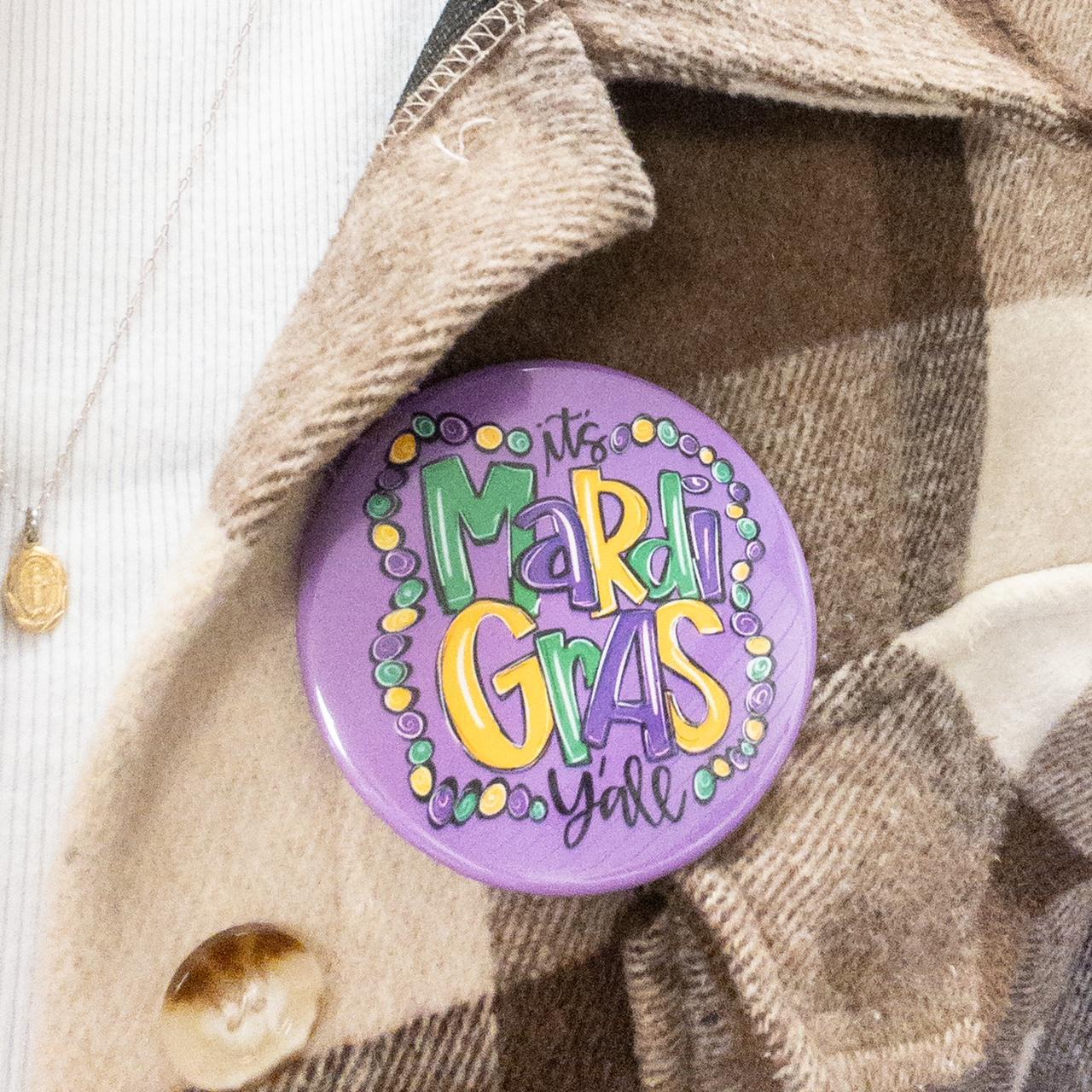 Mardi Gras Button Pin