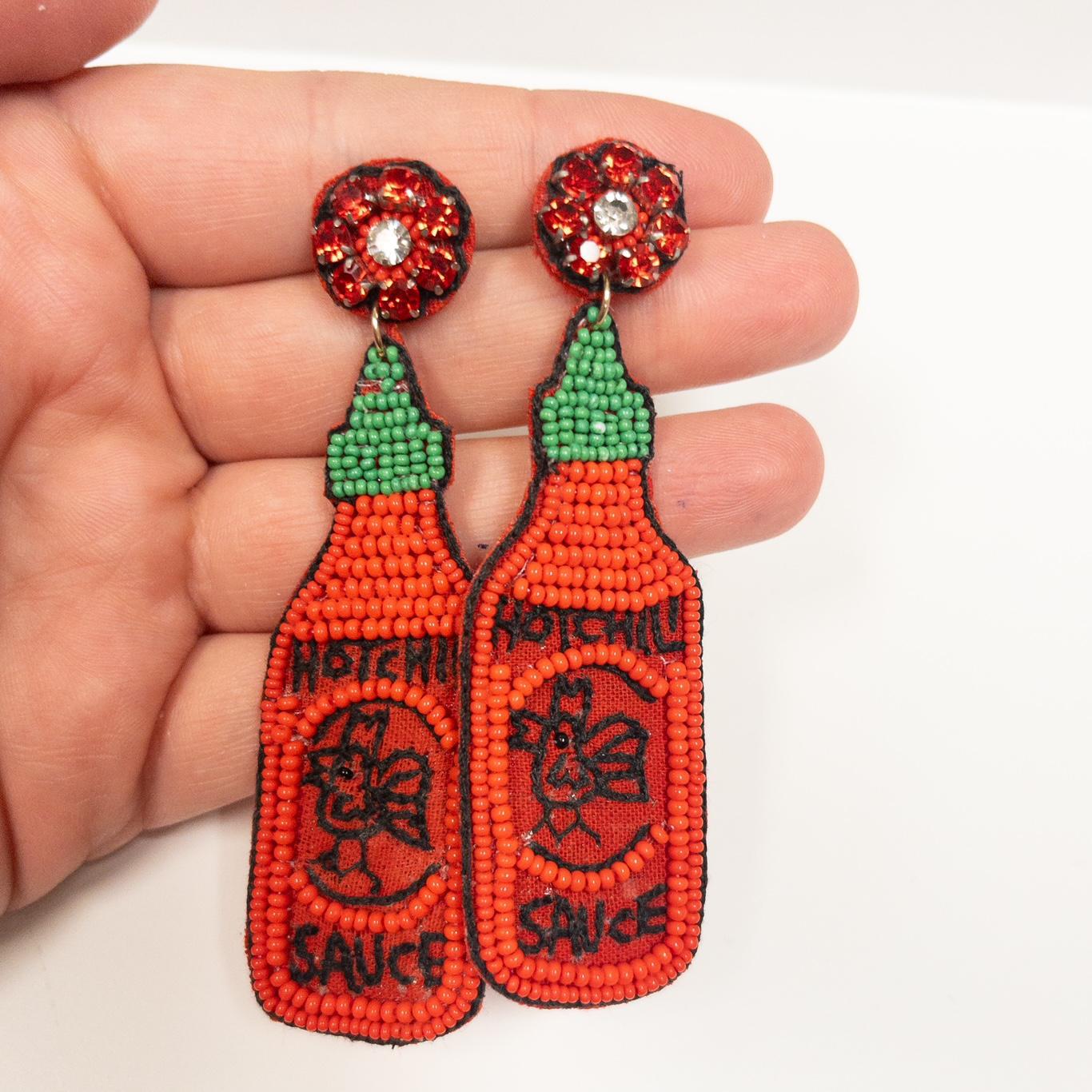 Hot Sauce Beaded Earring