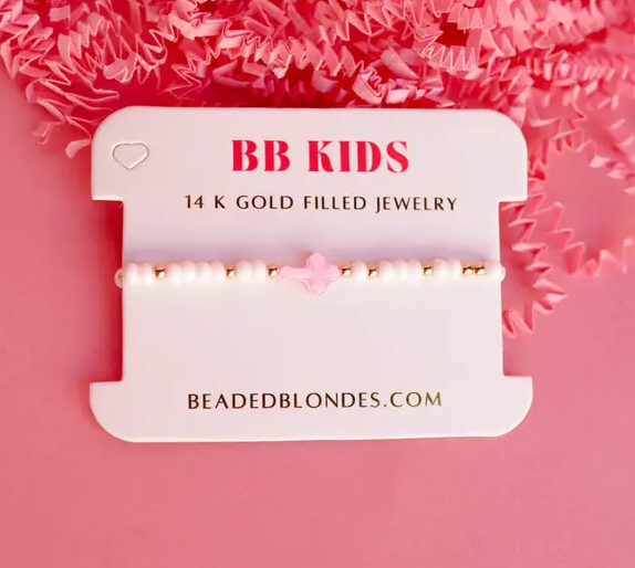 Kids Pink Cross Sprinkle Bracelet