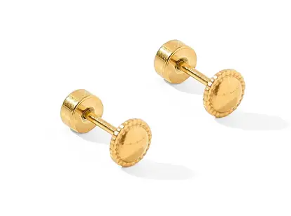 Drew Round Gold  Screwback Studs