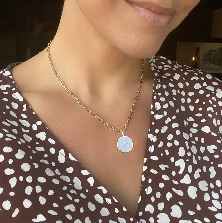 Faith Over Fear White Enamel Necklace