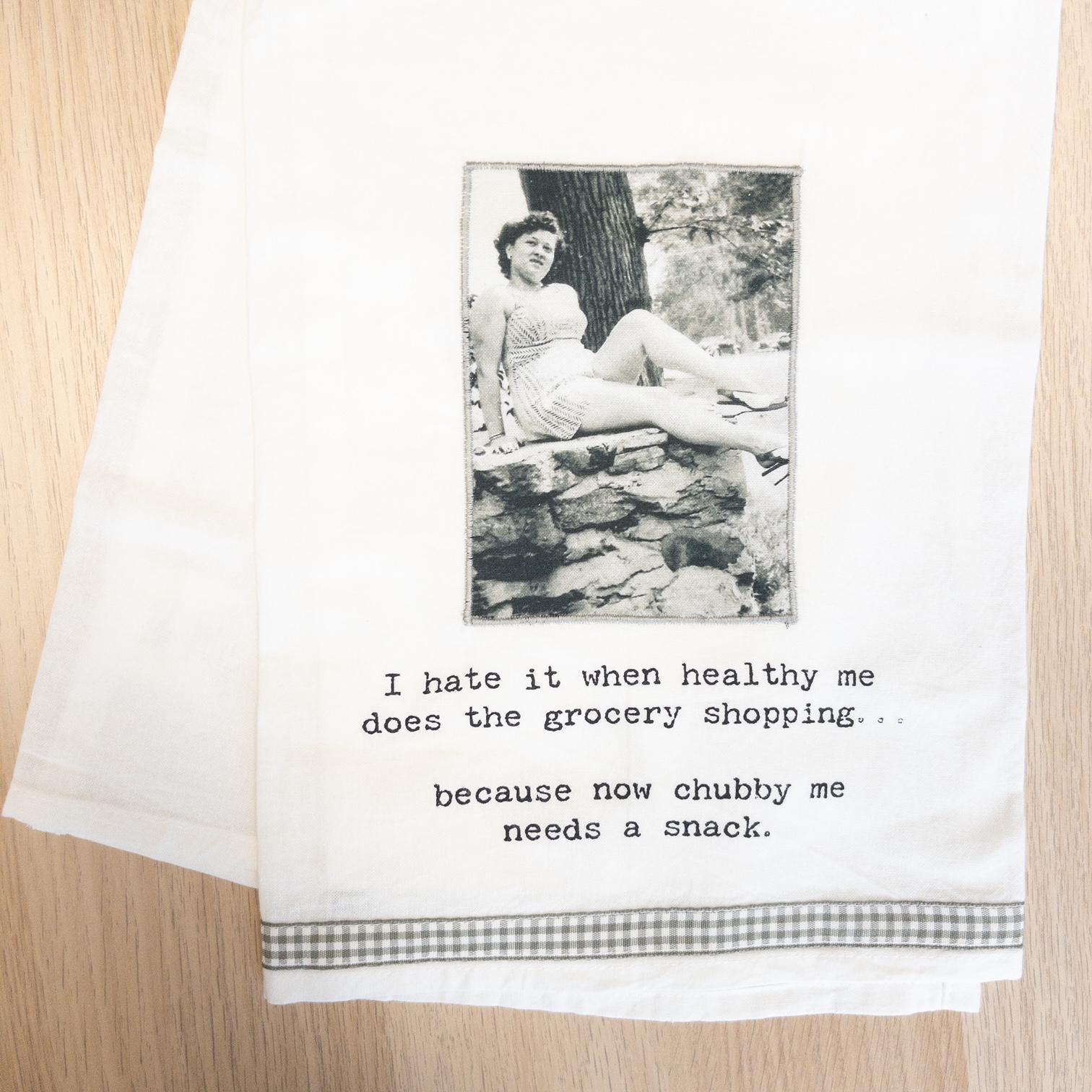Needs a Snack Vintage Comedy Kitchen Towel