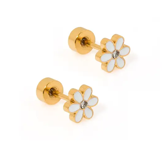 Alli White Screwback Studs