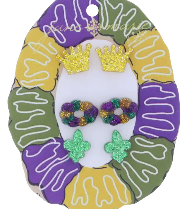 Mardi Gras Stud Earrings
