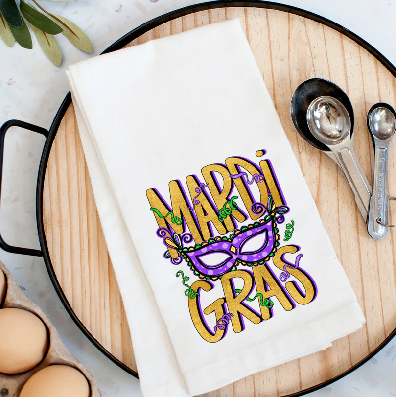 Mardi Gras Mask Kitchen Towel