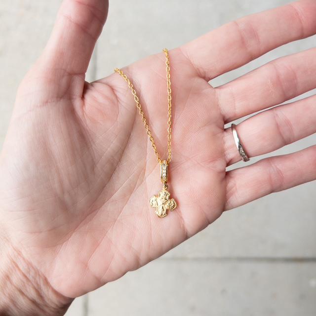 4-Way Cross Necklace w/CZ Accent