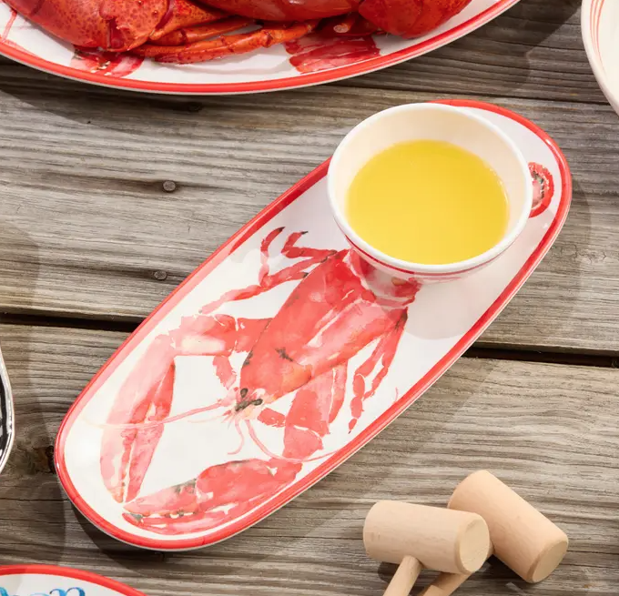 Crawfish Oval Tray w/ Dip Bowl