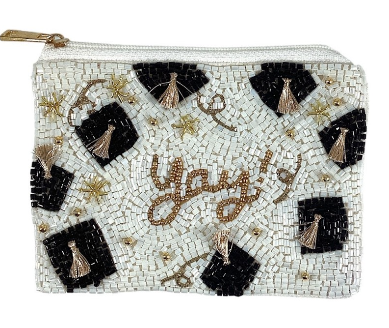 Seed Bead Coin Purse - Graduation