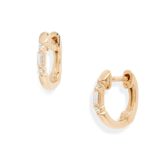 Sadie Pearl Mini Baguette Huggie