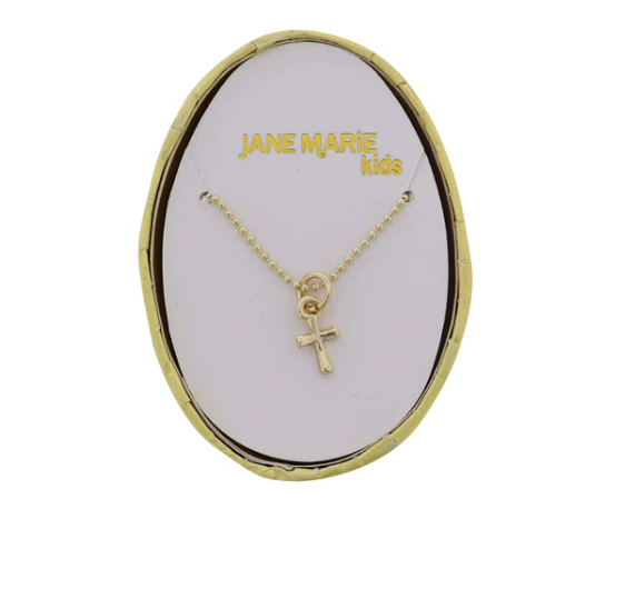 Kids Gold Cross on Gold Ball Chain Necklace