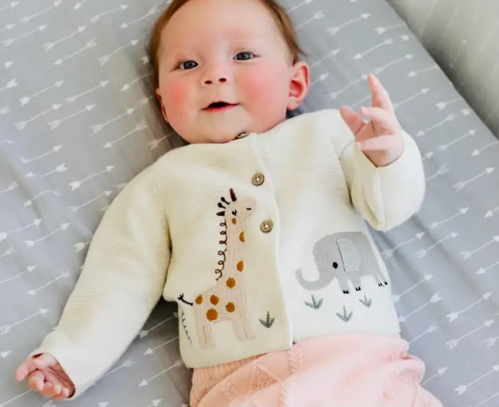 Safari Embroidered Baby Cardigan