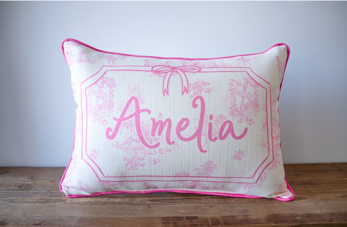 Ballet Toile Name Pillow
