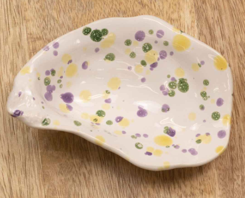 Watercolor Mardi Gras Oyster Tidbit Dish