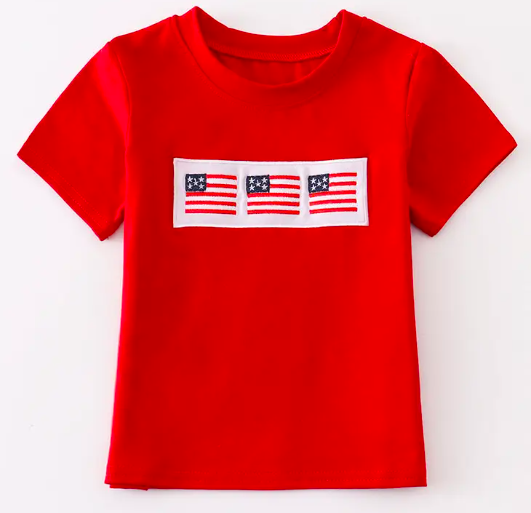 American Flag Embroidered Kid's Shirt