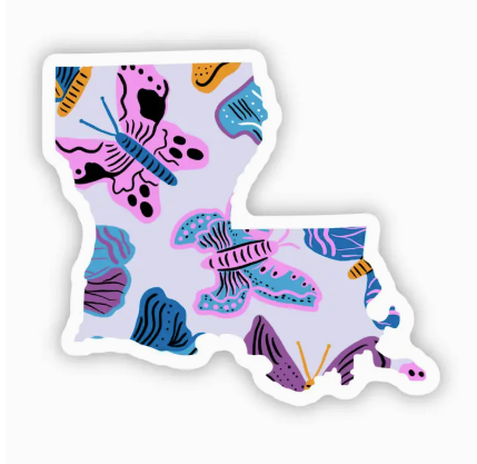 Louisiana Sticker - Moth & Butterfly