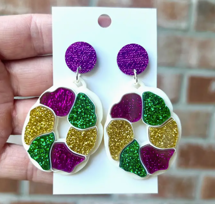 Kingcake Dangle Earrings