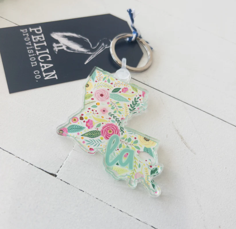 Bright Floral Louisiana Keychain