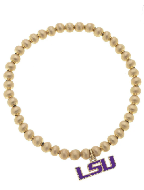 LSU Tiger Bead Stretch Bracelet