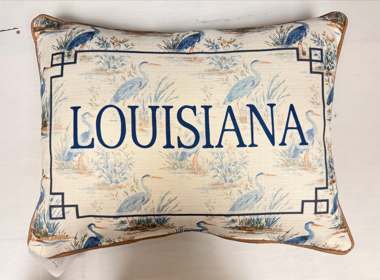 Painted Heron Pattern Louisiana Pillow
