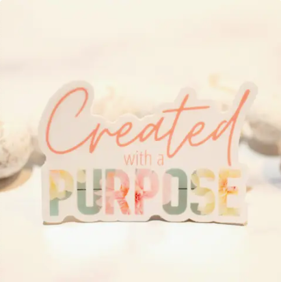Created with A Purpose White, Vinyl Sticker
