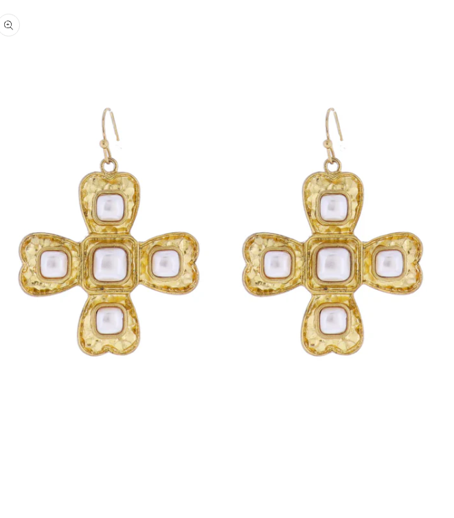 Artisan Cross Earring with Pearl Accents