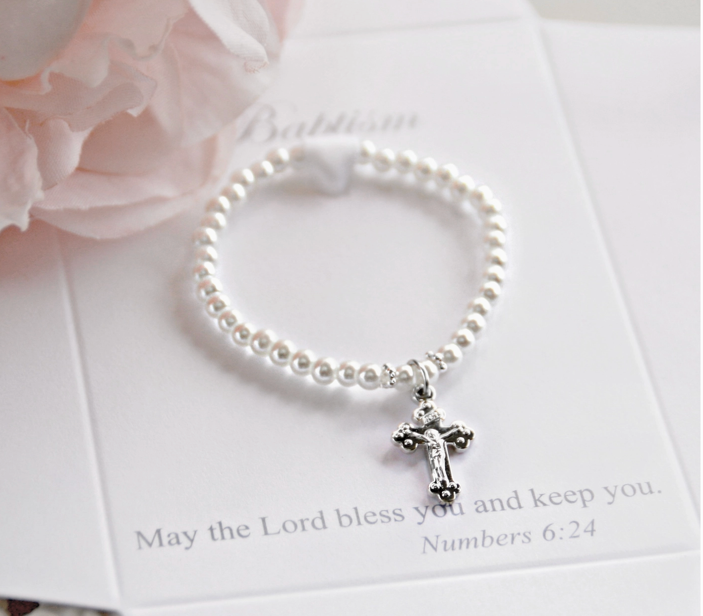 Baptism Crucifix Pearl Bracelet