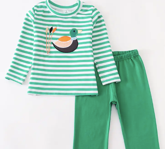 Green Striped Duck Kid's Set