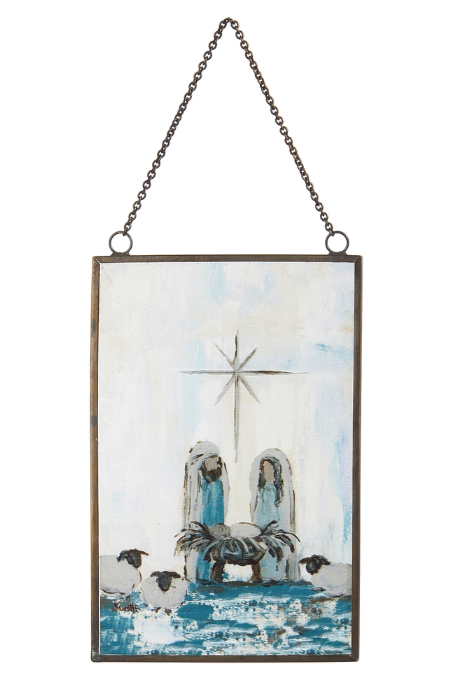 Holy Family (Blue) Glass Ornament